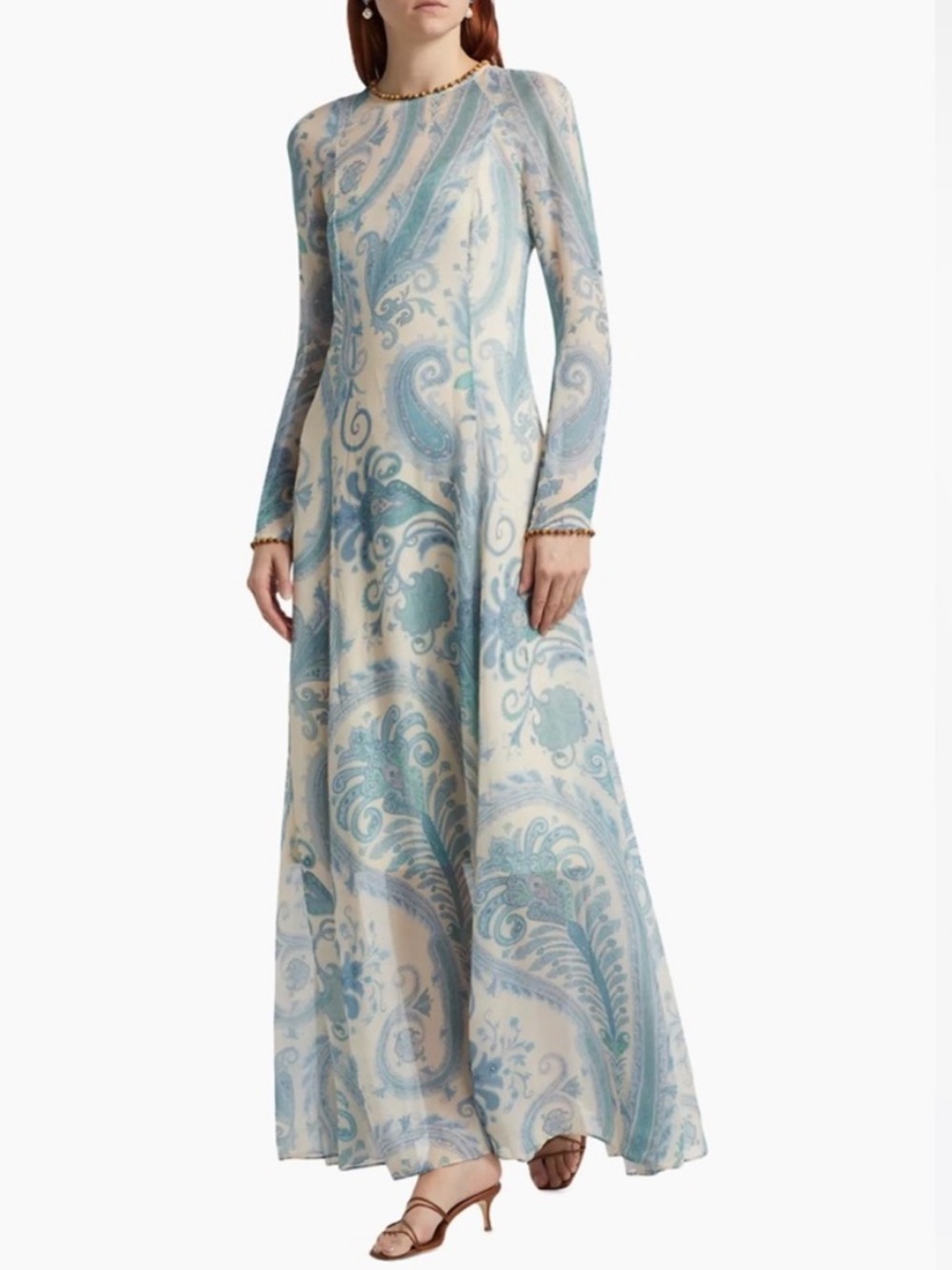 Zimmermann Illuminate Sheath Dress in Turquoise Paisley